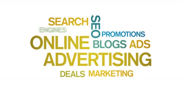 4k Online Advertising Animated Tag Word Cloud, Animation de conception de texte, Typographie cinétique.