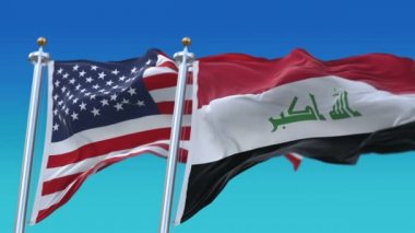 4k Kesintisiz Amerika Birleşik Devletleri ve Irak Bayrakları arka plan,Abd Irq Iq.