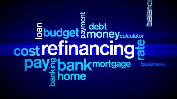 Refinancement 4k Animated Tag Word Cloud, Animation de conception de texte.