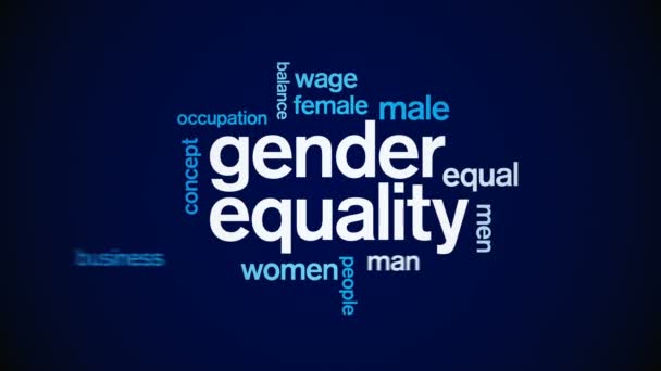 4k Égalité des sexes Animé Tag Word Cloud, Animation de conception de texte.