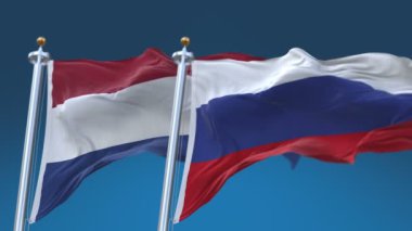 4k Dikişsiz Hollanda Hollanda Hollanda ve Rusya Bayrakları gökyüzü arka plan, Ned Nl Rus Ru.