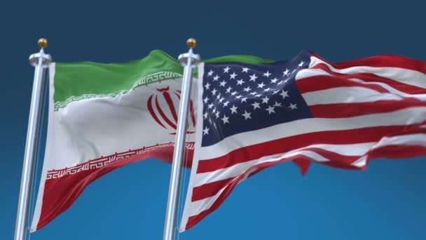 4k Inconsútil Estados Unidos de América e Irán Banderas de fondo, Estados Unidos IRI IR . — Vídeos de Stock