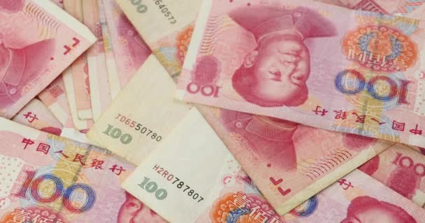 4 k pengar Renminbi (Rmb) 100 Yuan anteckningar, Mao Zedong ledare Avatar. — Stockvideo