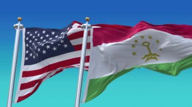 4k Amerika Birleşik Devletleri Usa ve Tacikistan ulusal bayrak geçmişi.