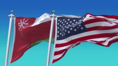 4k Amerika Birleşik Devletleri Usa ve Umman Ulusal bayrağı pürüzsüz.
