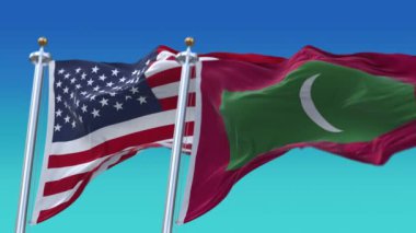 4k Amerika Birleşik Devletleri Usa ve Maldivler Ulusal bayrak arka planı.