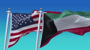4k Amerika Birleşik Devletleri Usa ve Kuveyt Ulusal bayrağı pürüzsüz.