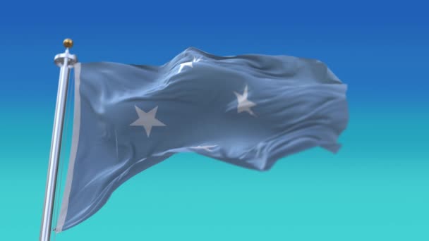 4k Micronesia Bandera nacional arrugas ondeando viento cielo sin costuras lazo fondo . — Vídeo de stock