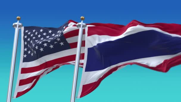 4k États-Unis d'Amérique États-Unis et Thaïlande Fond du drapeau national . — Video