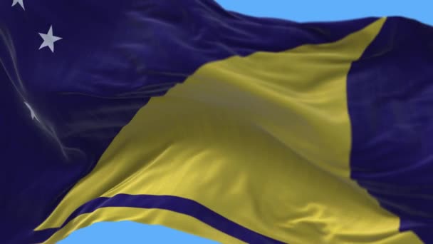 4k Tokelau Bandeira nacional rugas acenando vento céu sem costura loop fundo . — Vídeo de Stock