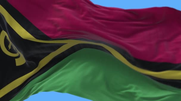 4k vanuatu Nationale vlag rimpels zwaaien wind hemel naadloze lus achtergrond. — Stockvideo