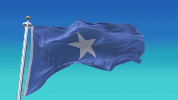 4k Somalië Nationale vlag rimpels wuivende wind hemel naadloze lus achtergrond. — Stockvideo