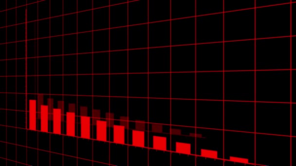 Gráfico de 4k HUD, gráfico de barras cair com seta, tendência digital de negócios. — Vídeo de Stock
