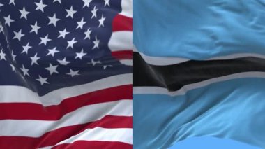 4k Amerika Birleşik Devletleri Usa ve Botswana Ulusal bayrağı pürüzsüz.