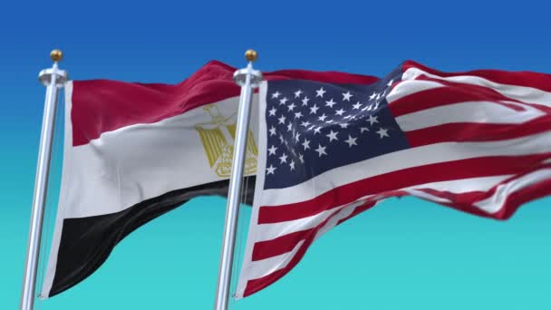 4k États-Unis d'Amérique États-Unis et Egypte Drapeau national fond sans couture . — Video