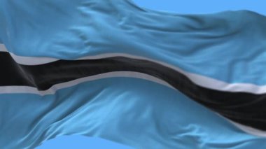 4k Botswana Ulusal Bayrak Kırışıklıkları Rüzgâr gökyüzünde pürüzsüz bir döngü.