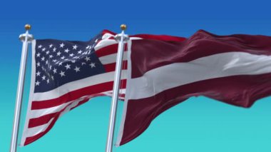 4k Amerika Birleşik Devletleri Usa ve Letonya Ulusal bayrağı pürüzsüz.