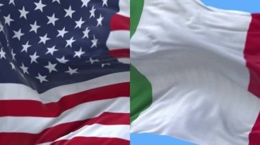 4k Amerika Birleşik Devletleri Usa ve İtalya Ulusal bayrağı pürüzsüz.