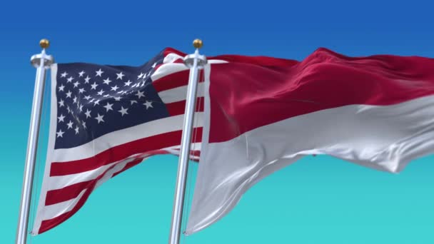 4k Amerikai Egyesült Államok és Monaco nemzeti zászló zökkenőmentes háttér. — Stock videók