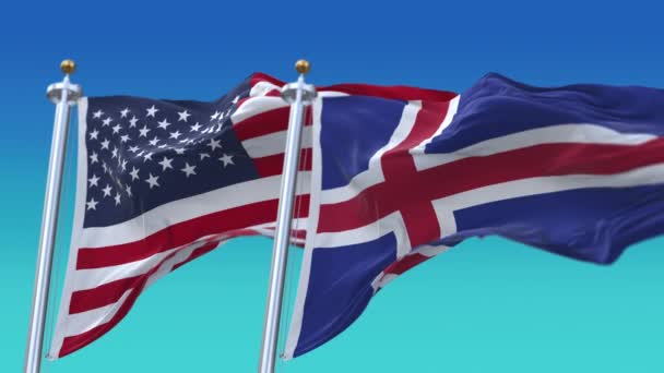 4k Estados Unidos de América EE.UU. e Islandia Bandera nacional sin costuras . — Vídeos de Stock