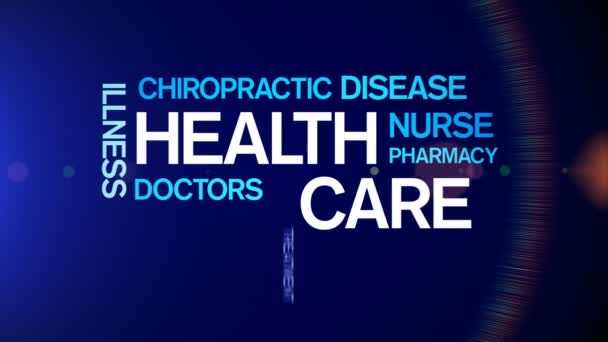 4k Soins de santé Animé Tag Word Cloud, Conception de texte Animation Typographie.