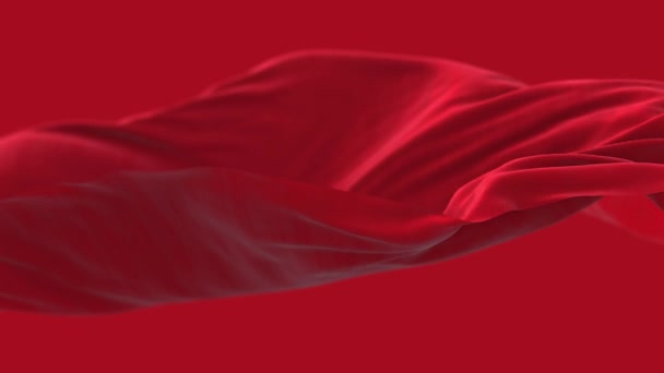 4k Red wavy silk fabric fluttering wind,seamless waving flag cloth background. — Stock Video