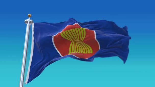 4k Безшовний асейський прапор розмахуючи вітром, Асоціація держав Південно-Східної Азії. — стокове відео