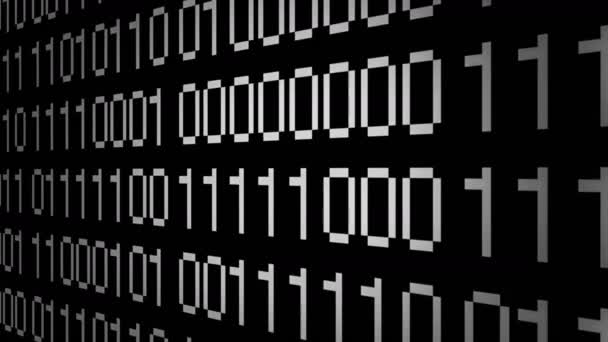 4k Matrix biçimli ikili kod, sıfırdan bir basamağa geçiş matrisi. — Stok video