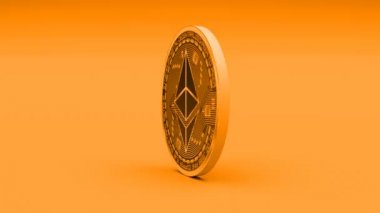 4 k Ethereum sikke eter kripto para birimi Logo 3d döndürme Finans Para iş
