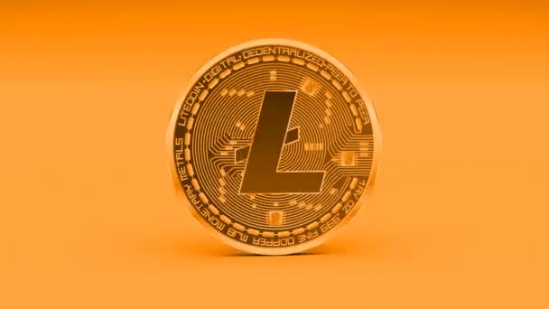 4k. Litecoin 硬币的密码货币标志3d 旋转金融货币业务. — 图库视频影像