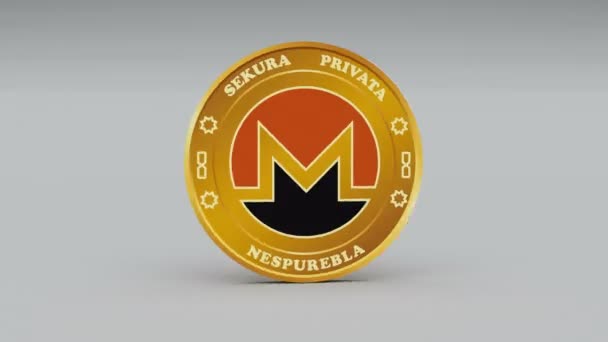 4 k Monero mynt Xmr Crypto valuta Logo 3d rotera ekonomi monetära business. — Stockvideo