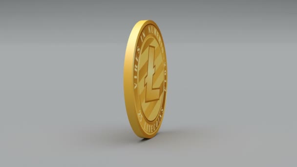 4 k Litecoin mynt Ltc Crypto valuta Logo 3d rotera ekonomi monetära business. — Stockvideo