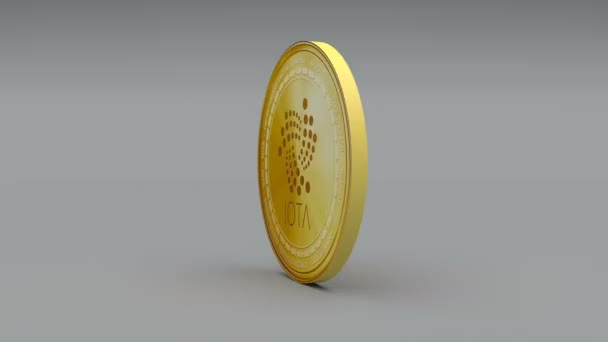 4k IOTA moneda IoT Crypto Moneda Logo 3D rotar finanzas negocio monetario . — Vídeo de stock