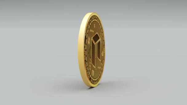 4 k Neo コイン暗号通貨ロゴ 3 d 回転金融金融事業. — ストック動画