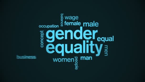 4k Igualdad de Género Etiqueta Animada Nube de palabras, Animación de diseño de texto. — Vídeo de stock