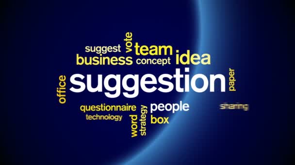 4k Suggestie Geanimeerde Tag Word Cloud, Tekstontwerp Animatie. — Stockvideo