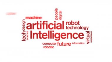 4k Yapay Zeka Canlandırılmış Etiket AI Kelime Bulutu, Metin Tasarım Canlandırması.