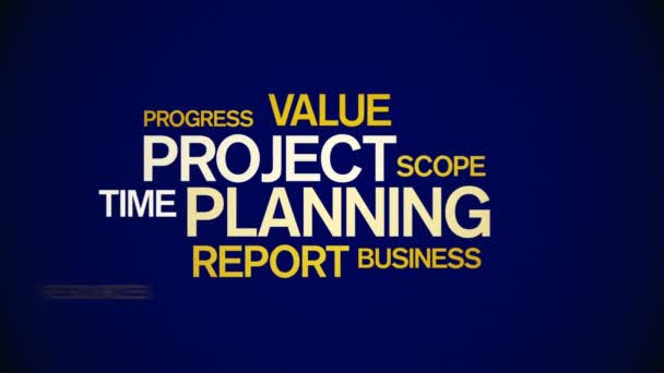 4k Project Planning Animated Tag Word Cloud, Animation de conception de texte. — Video