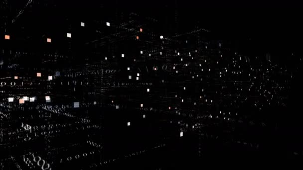 4k Logiciel mot tag, Matrice binaire ordinateur code en forme animation de conception de texte .