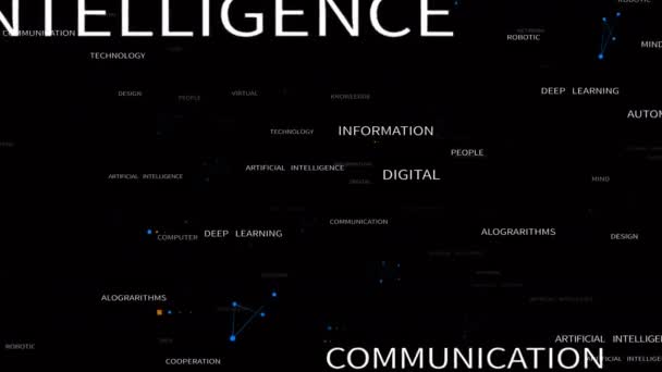 Nuvem de tag de palavra de inteligência artificial 4k, AI . — Vídeo de Stock