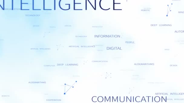 4k intelligence artificielle word tag cloud, AI Termes connexes, boucle transparente . — Video