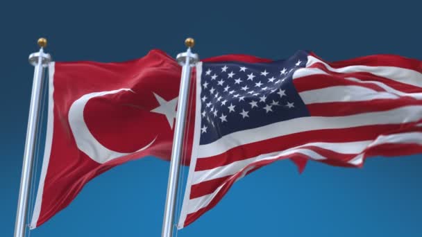 4k Problemfri USA og Tyrkiet Flag baggrund, USA US TUR TR . – Stock-video