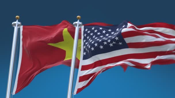 4k Bezszwowe tło flagi Stanów Zjednoczonych Ameryki i Wietnamu, USA US VIE VN — Wideo stockowe