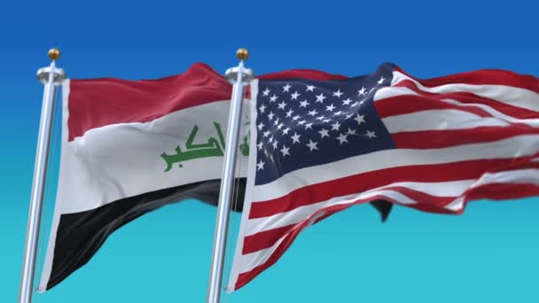 4K sömlös Amerikas förenta stater och Irak flaggor bakgrund, USA USA IRQ IQ. — Stockvideo