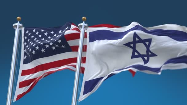 4k sans couture États-Unis d'Amérique et Israël Drapeaux arrière-plan, États-Unis États-Unis ISR IL . — Video