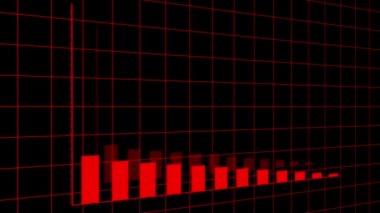 4k HUD grafiği, çubuk grafiği ok ile düşme, iş dijital eğilimi.