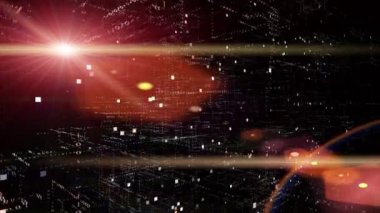 4k Büyük Veri Canlandırılmış Etiket Kelime Bulutu, Matrix ikili bilgisayar kod animasyonu.