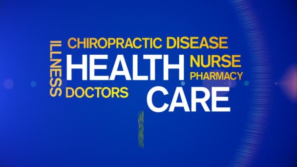 4k Health Care Animated Tag Word Cloud, Text Design Animation Typography. — 비디오