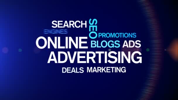 4k Publicité en ligne Animé Tag Word Cloud, Conception de texte Animation Typographie.