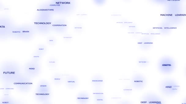4k künstliche Intelligenz Wortmarke Wolke, KI verwandte Begriffe, Schleife nahtlos. — Stockvideo